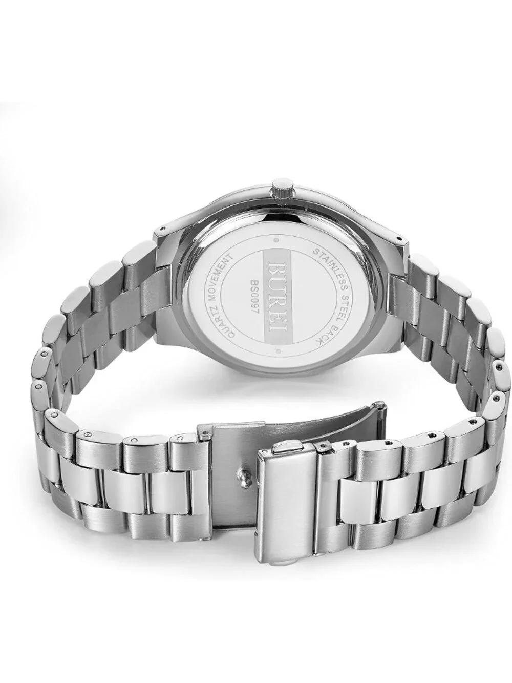 Men's All Silver Analog Quartz Stainless Steel Waterproof Round Luxury Watch